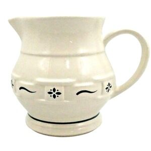 Longaberger Pottery Woven Traditions Classic Blue Juice Pitcher 1 Quart 5.5"